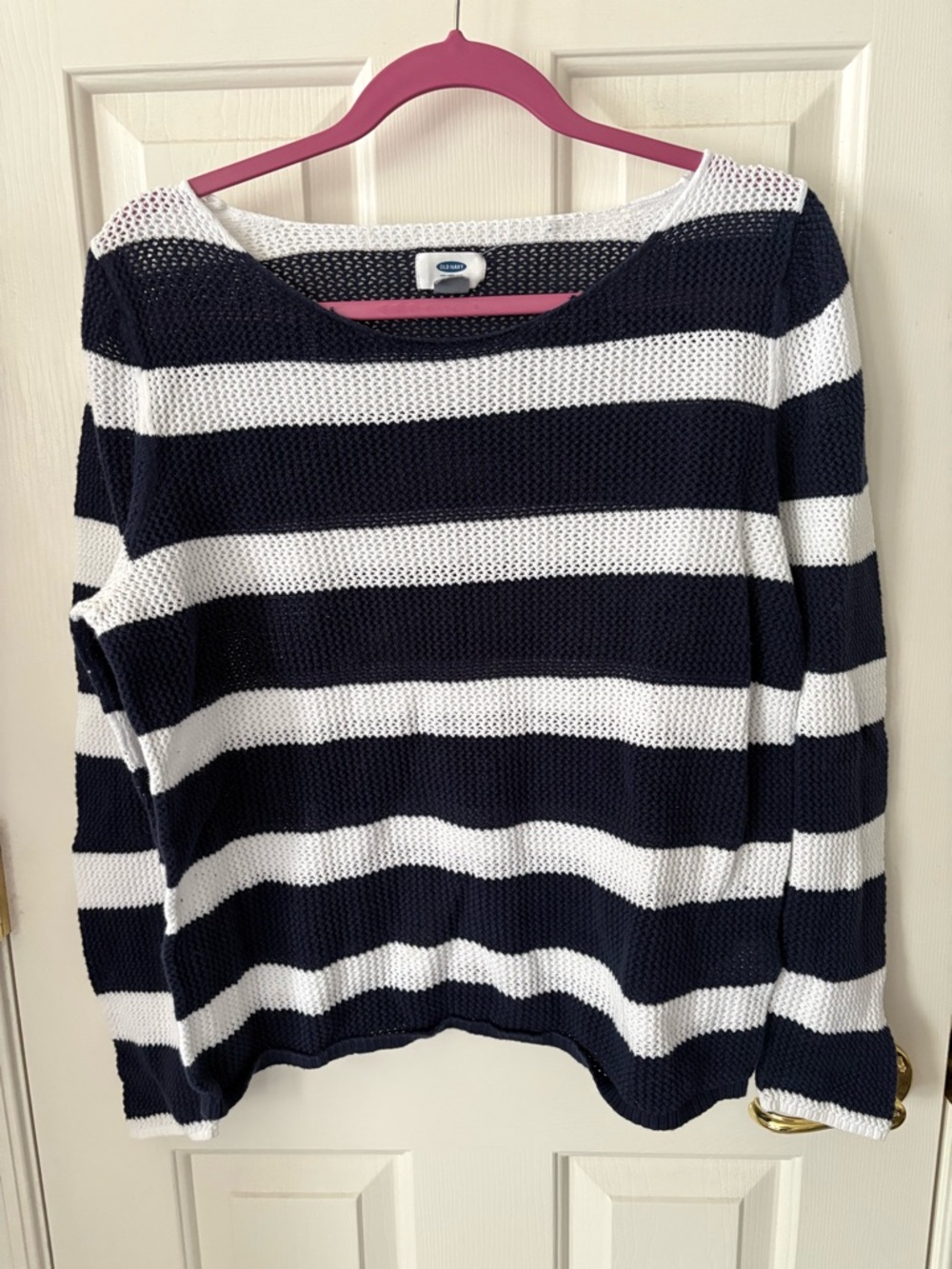 Old Navy Navy and White Striped Knit Sweater